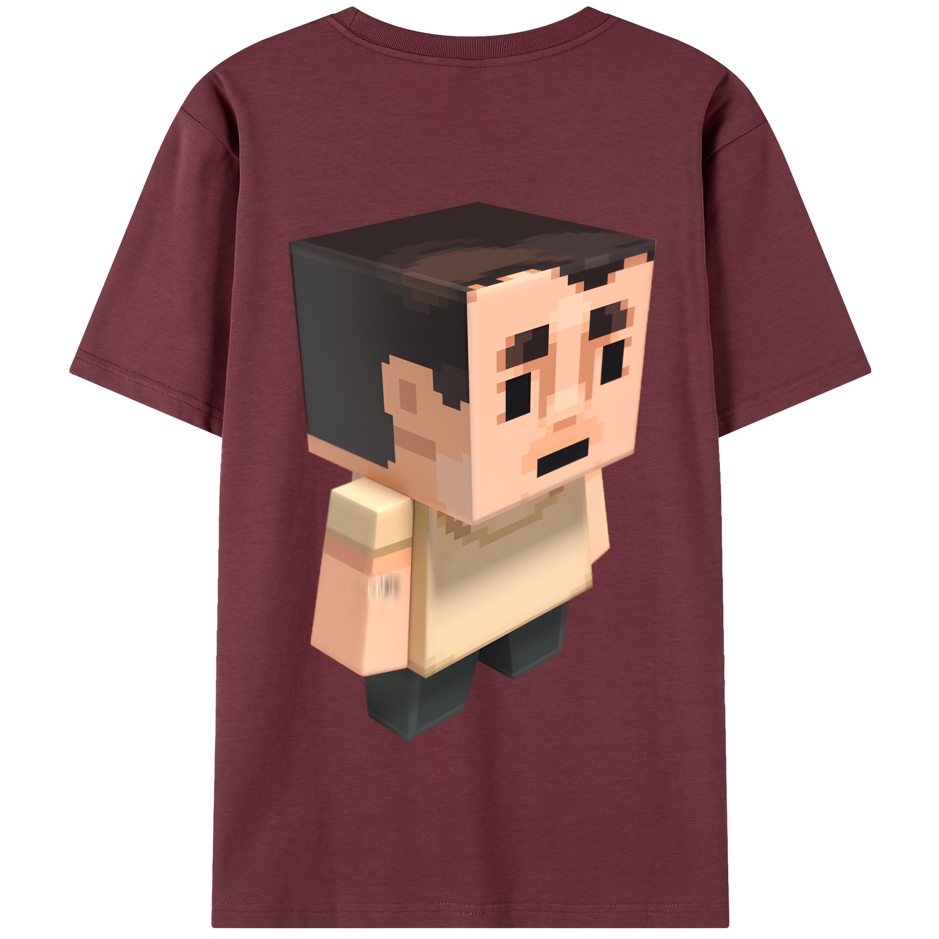 （画像用） マインクラフト ブロックの世界 Minecraft MC Block world 綿100％半袖Tシャツ（背面プリント）